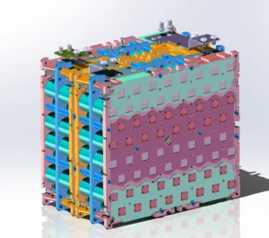 25.6V40Ah battery module, Composed of a bracket, 128 26650 cells, and busbars